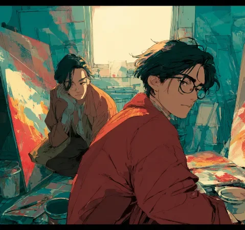 日常治愈题材作品封面，清晨厨房的暖色光影